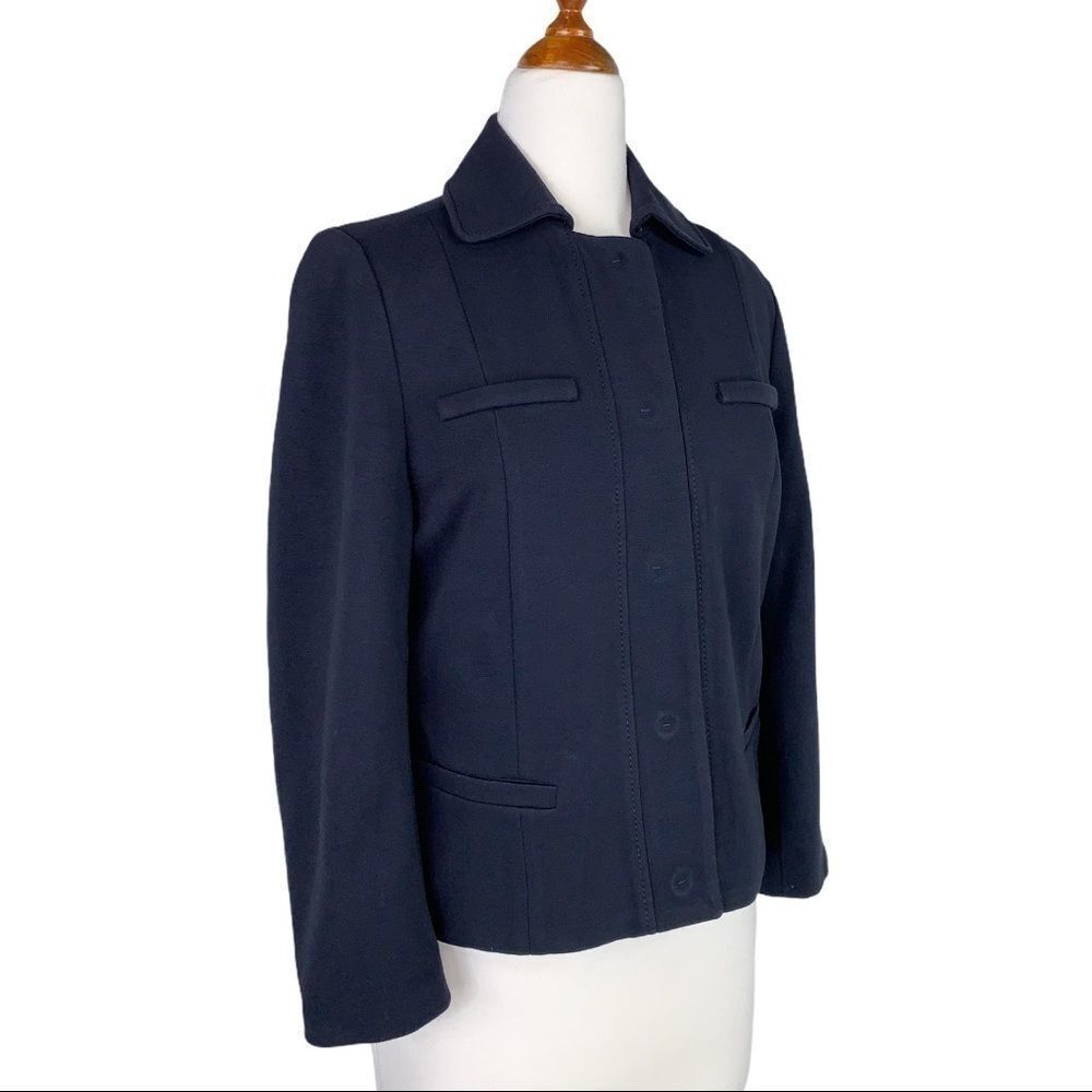 LaVia18 Navy Soft Jersey Snap Front Blazer 42